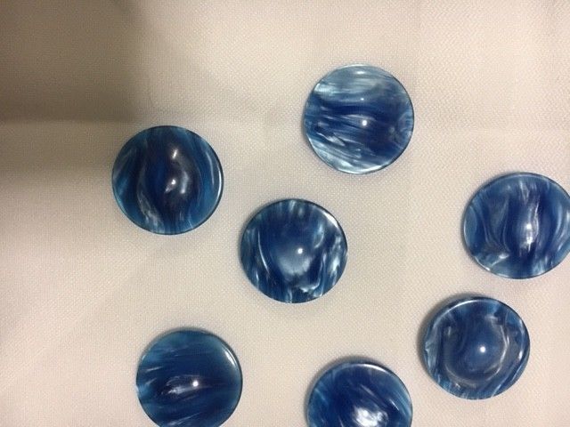 Set of 7 blue domed buttons-iridescent-