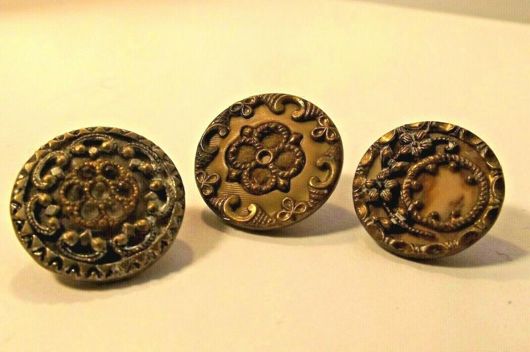 Three Charming Victorian Celluloid Buttons (992)