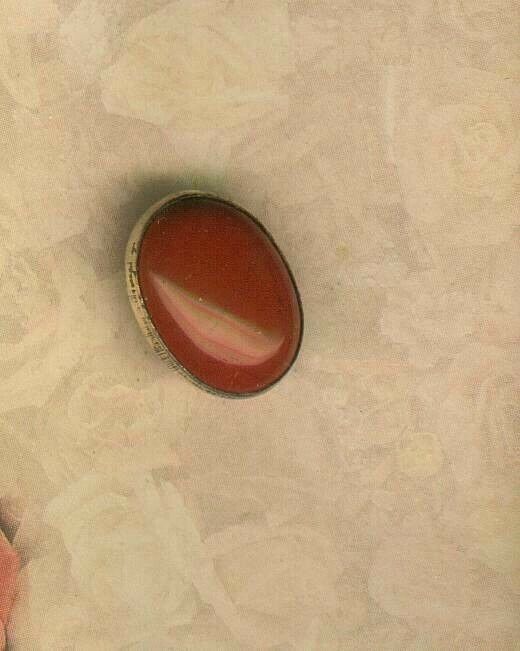 Oval Red Jasper Set in Sterling Silver Gemstone Button