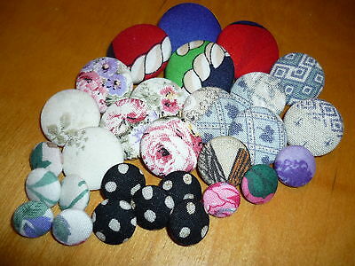 LO OF 29 VINTAGE BUTTONS- PATTERNED FABRIC COVERED- 1/2