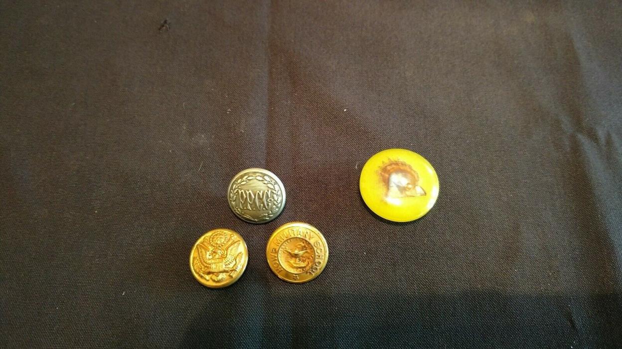 4 Vintage Buttons Pearl & Shell Military P.P.C.C.
