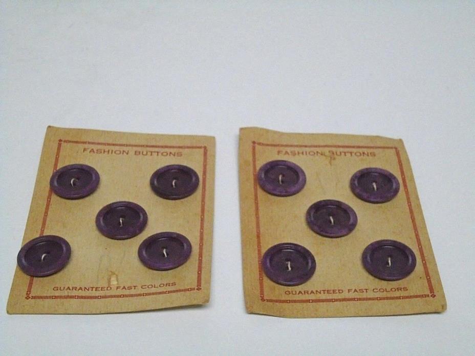 Very Old Sewing Buttons 2 Cards Purple FASHION BUTTONS 13/16