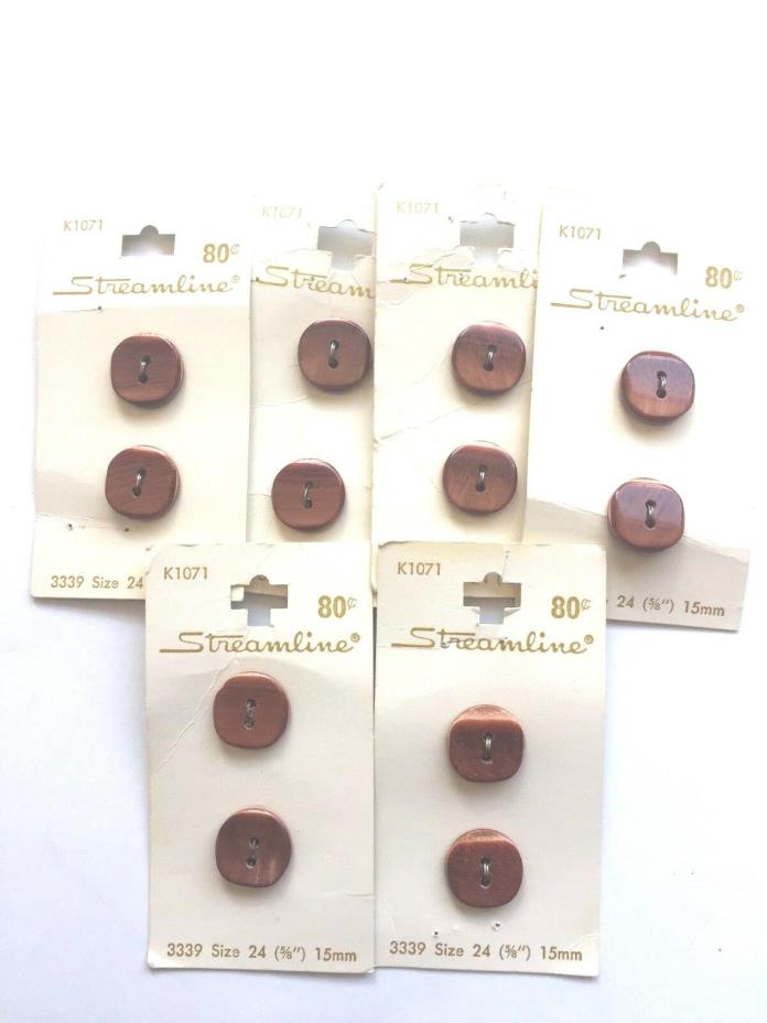 Buttons, New Streamline vintage 5/8 inch wood