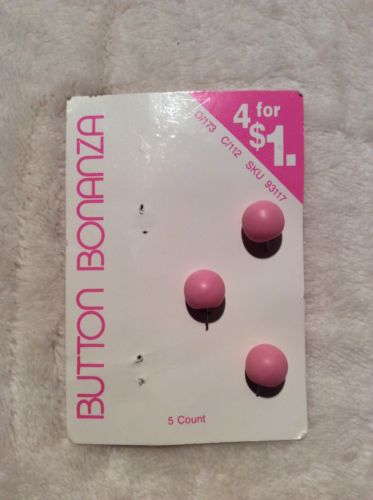 Vintage Buttons, button bonanza brand, new on card, collectable 3 Pink,rare find