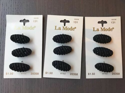 Lot 3 NOS Vintage La Mode Black Sequin Buttons 12 Total Buttons 3 Cards Hook 131