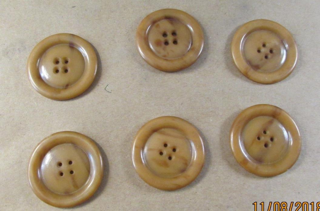 Old Buttons...Six [6] CLOTHING BUTTONS--[1 1/4 inch Diameter]..Pre 1960 [#5]