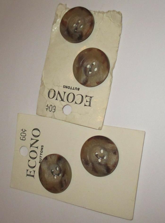 Vtg. Buttons Econo Round 4 Hole Taupe / Tan  SIZE 1