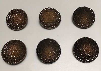 LOT OF 6 VINTAGE 3D BLACK & GOLD SHANK BUTTON COLLECTION