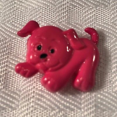 T735 VTG Button Realistic Goofy Plastic Pink Dog Puppy