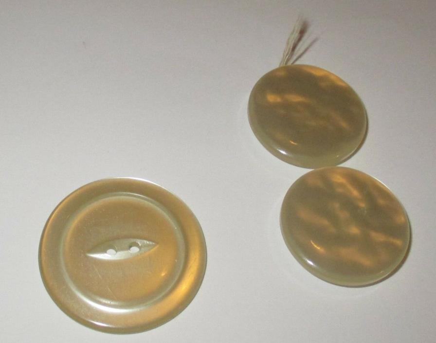 Vtg. Buttons PEARLIZED WHITE FLAT Round Fish Eye 2 Hole & (2) SHANK STYLE