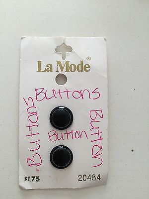La Mode Black Round Buttons #20484 Set of 2 on Card 1/2