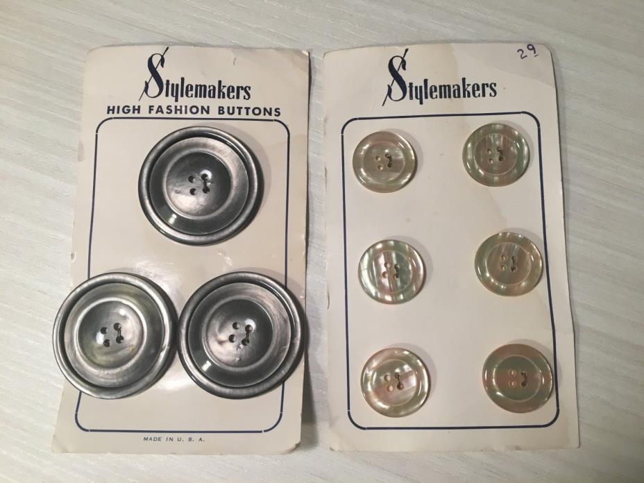 Vintage Big Round & Pearlized Sewing Buttons Stylemakers High Fashion Gray Cream