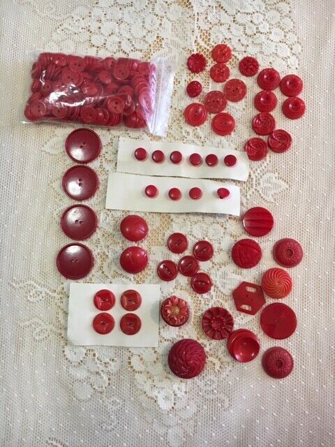 Lot of Vintage Red Buttons-Several Sets