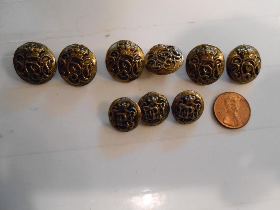 Domed Brass or Gold toned buttons! Heavy feel! (6 big & 3 small) Royal design!!!