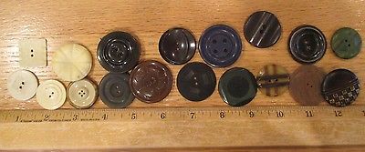 MIXED LOT of 18 Vintage Antique BUTTONS CELLULOID VEGETABLE IVORY GREAT DETAIL