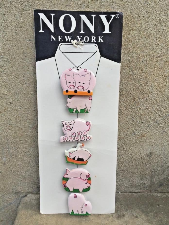 NEW Nony New York Vintage Pig-Theme Button Covers