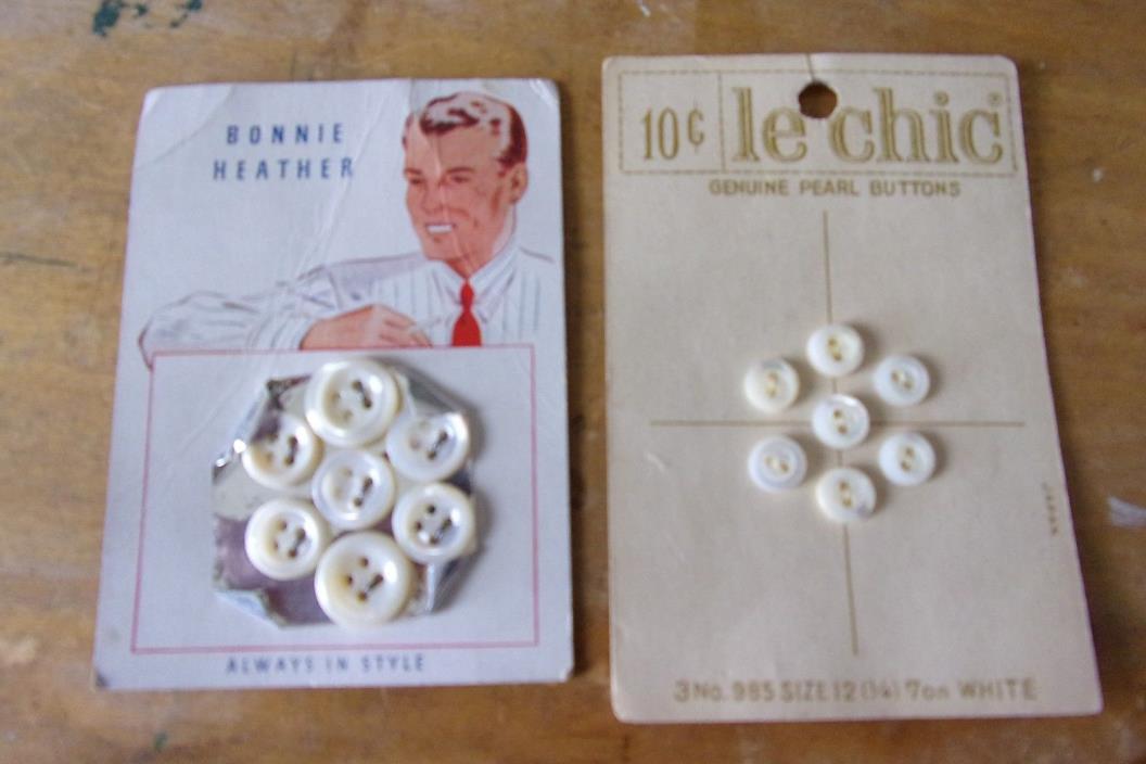 Vtg 1950's 60's Bonnie Heather Le Chic Pearl Buttons Original Display Cards