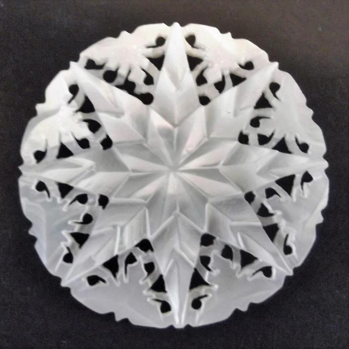 Vintage Carved Bethlehem Pearl Snowflake or Star Button MOP 1-1/2 inch