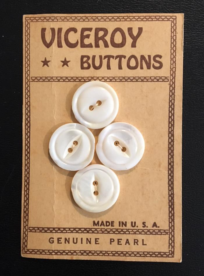 1943 Pearl Viceroy Buttons On Original Card “NOS”