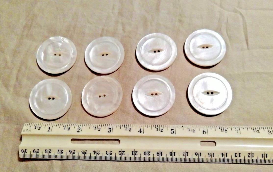8 VTG Round Natural Mother of Pearl MOP BUTTONS, 1.5