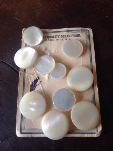 Very Vintage Made In USA Pearl Circular Buttons Assorted Sizes Halloween Costume