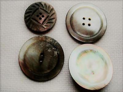 4 Assorted Vintage Antique Gray Mother of Pearl Shell Buttons