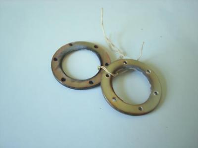 2 Vintage Antique Shell Circle Ring Millinery Dress Sew On Ornaments 7/8 In.