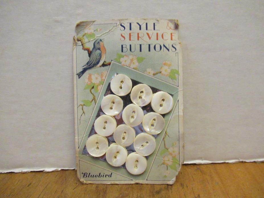 Vintage  Buttons on Card 12  Bluebird Style Service Buttons