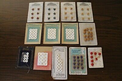 Antique VTG Lot of Tiny Button Cards Edwardian Era Pearl Glass Celluloid