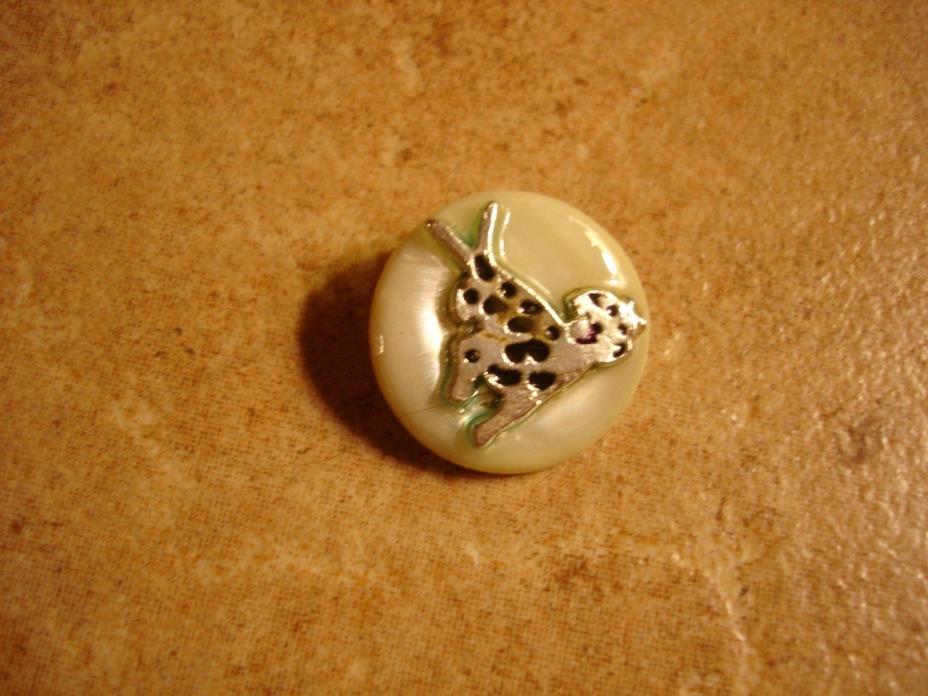Mother of pearl button with Dalmatians dog