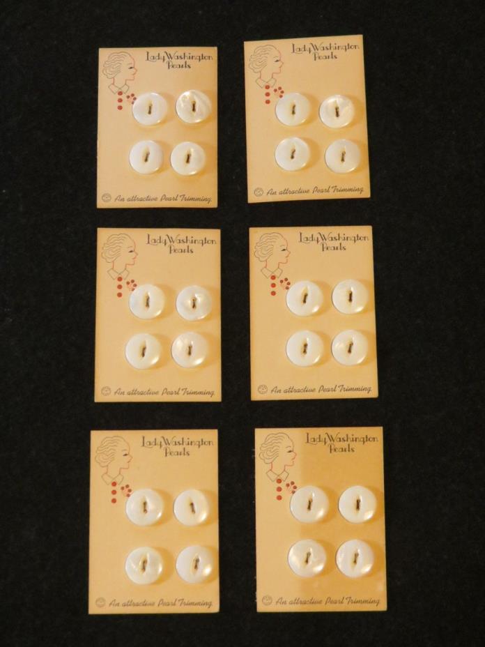 Vintage Pearl Buttons ¾ inch White Lady Washington 24 buttons 30’s 40’s NOS