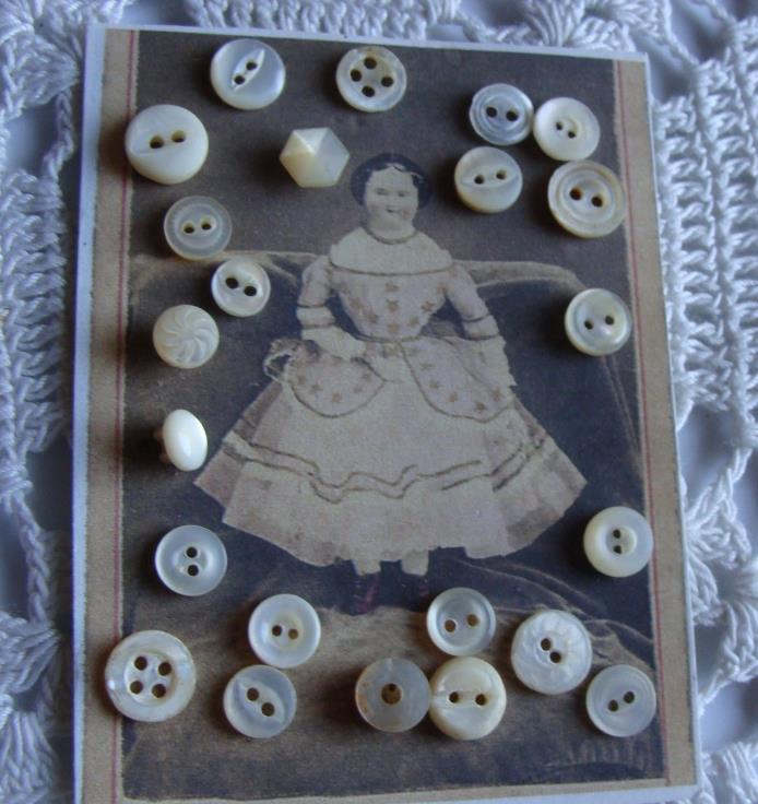Tiny Mother of pearl Buttons for Antique China Head Doll Clothes