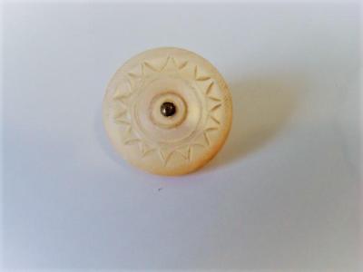 Antique Nicely Carved Mother of Pearl MOP Shell Button Metal Shank 1 In.