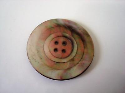 Antique Victorian Gray Mother of Pearl Shell Coat Button 1 3/8 In.