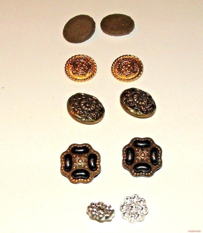 5 Pair Different Shape Vintage  Plastic / Metal Sewing Buttons / Craft Project