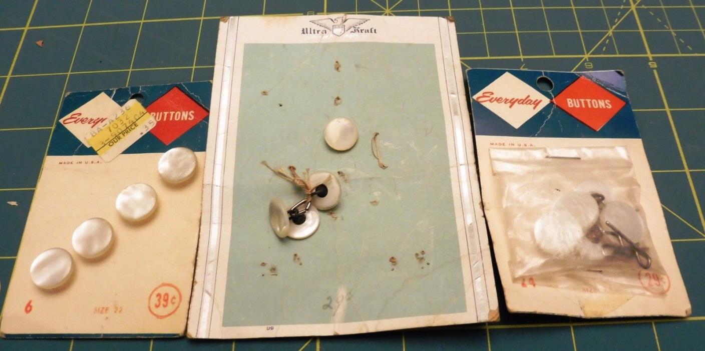 13 Assorted Vintage Off-White Shank Buttons Plastic in Great Shape