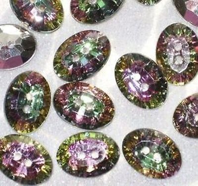 FAB Set 15 RAINBOW Vintage New RHINESTONE Iridescent Buttons 3/4