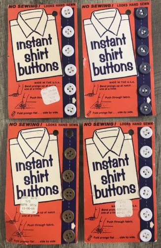 VINTAGE BUTTONS ON A CARD RETRO LOT OF 23 MIX MATCH SEWING INSTANT SHIRT BUTTONS