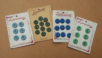 BUTTON CARDS, VINTAGE, PLASTIC SWIRL, FOUR CARDS, SEVERAL DESIGNS (27)