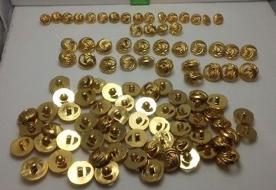 100 Decorative Gold Tone Plastic Shank Buttons Various Sizes