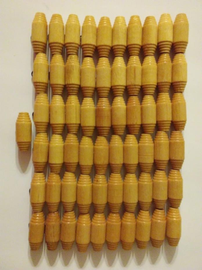 Lot of 61 Vintage Wood Wooden Barrel Button Buttons with metal loop