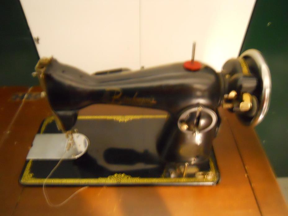 Vintage BAMBERGER'S SEWING MACHINE w/ cabinet Electric Works!