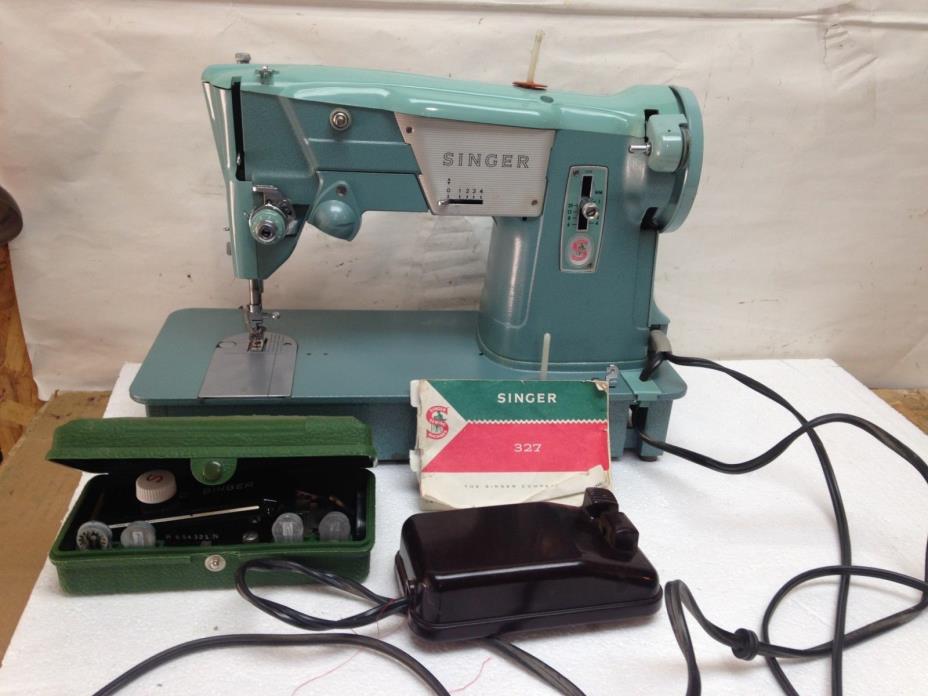 Vintage Singer Model 327K Heavy Duty Sewing Machine Pedal Buttonholer Book Blue