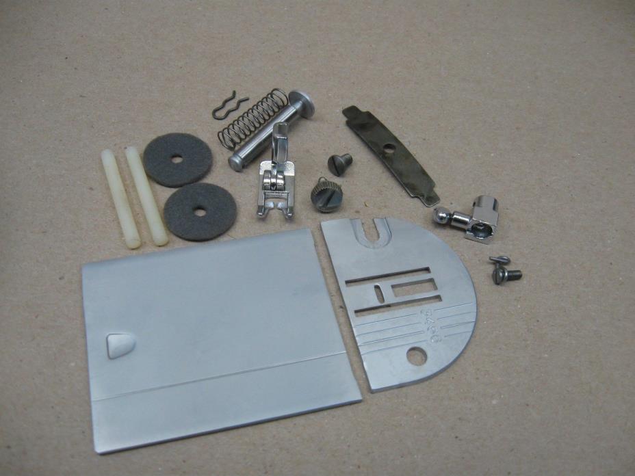 Vtg Singer 457 Stylist Sewing Machine Slide Needle Plates Clamp Foot Spool Pins