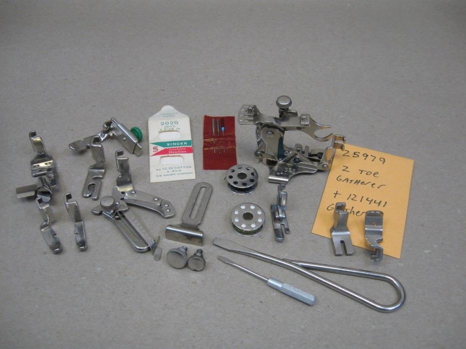 Vtg Singer 221 Sewing Machine Attachments Tools All Low Shank w/ Specialty Feet
