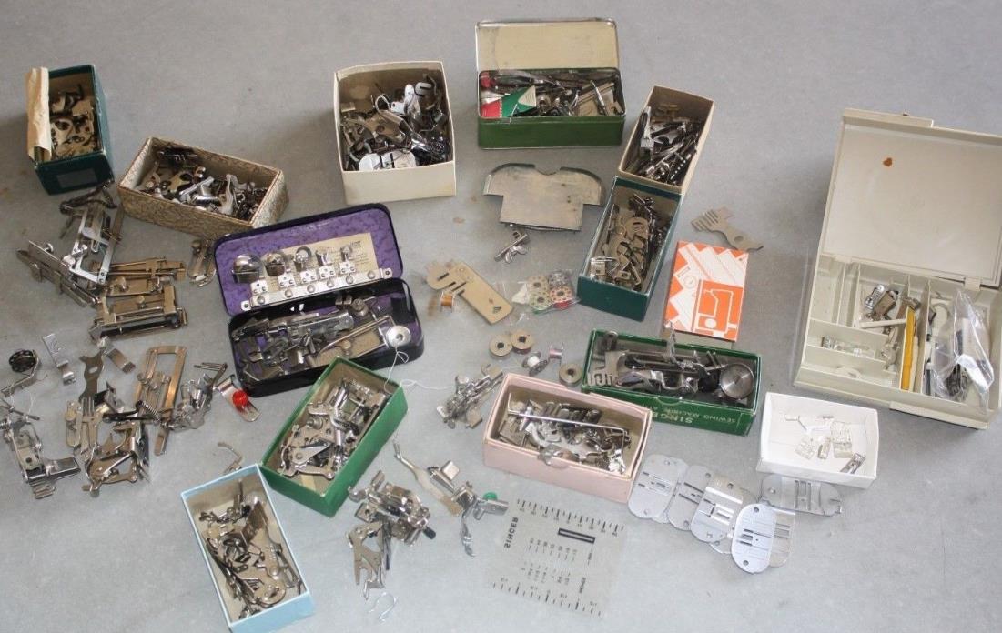 LARGE LOT OF MISC  GREIST, & SINGER SEWING MACHINE ATTACHMENTS