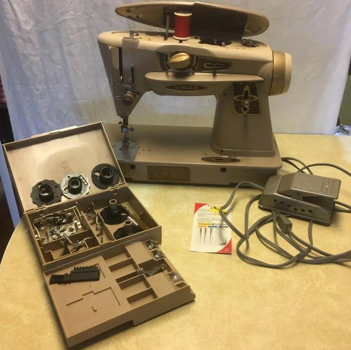 Singer 500A Slant O Matic Sewing Machine Vintage Rocketeer Accessories Works USA