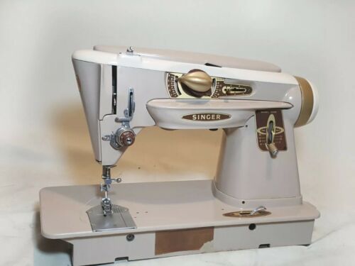 Vintage Singer Slant-O-Matic 500A Rocketeer Sewing Machine + Pedal WORKING GUC