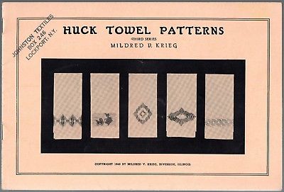 1940 Huck Towel Patterns Third Series by Mildred V. Krieg  Vintage Craft Booklet