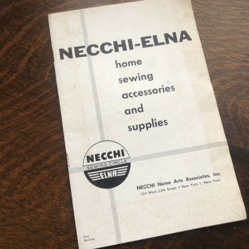 VTG NECCHI Elna Sewing Machine Accessories Supplies Catalog 50’s First Revision